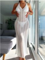 Vestido Mujer Verano 2025,Tirantes al Cuello con Transparencia y Encaje Sexy ,Espalda Descubierta Ajustado para Playa/Fiesta/Noche,Tela Elástica Estiliza Figura - details 1