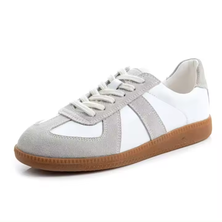 2023 nuevos zapatos blancos de mujer de fondo plano de cuero popular - 1