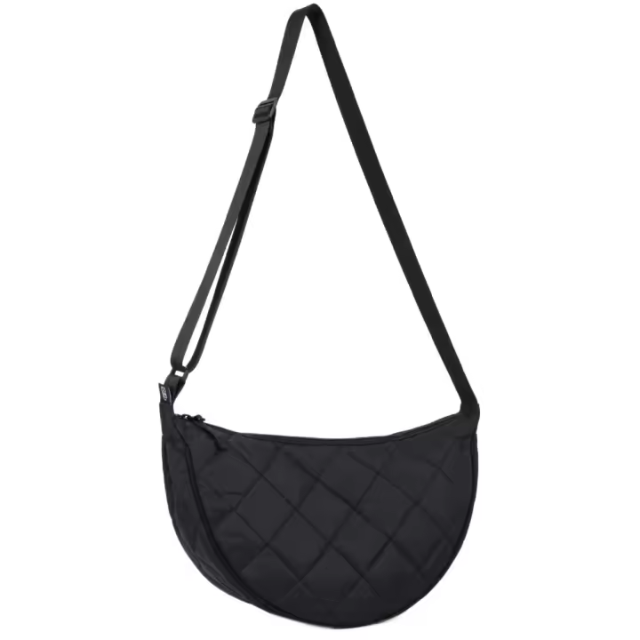 Bolso cruzado portátil a cuadros de Color sólido, correa ajustable acolchada, bolso de media luna, bolso de hombro de nailon acolchado que combina con todo, diario - 1
