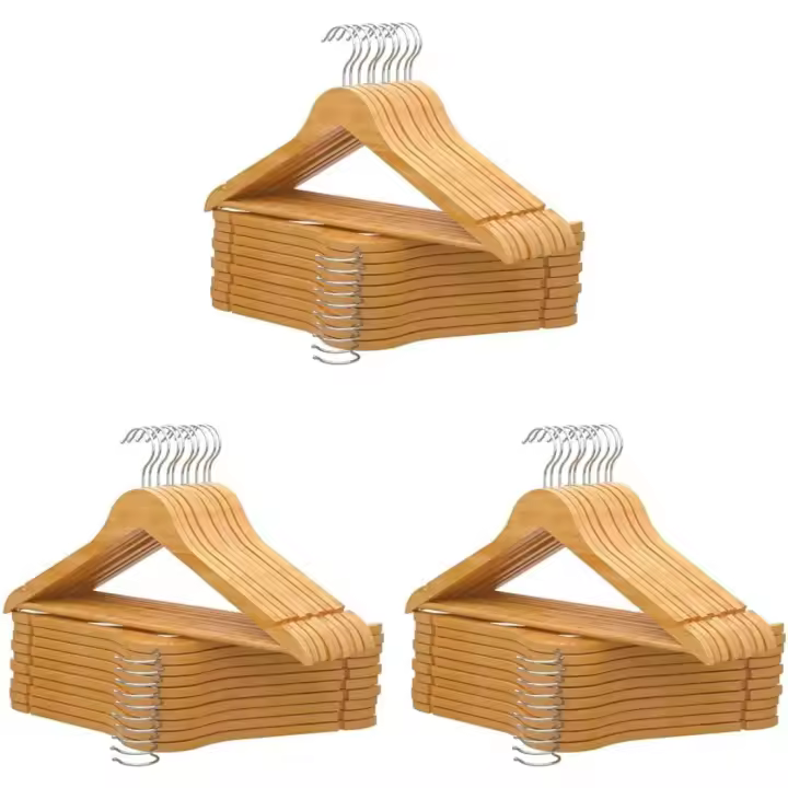 Juego de 20 Perchas de Madera Naturales Giratorio de 360º Antideslizante para Ropa Interior - 1