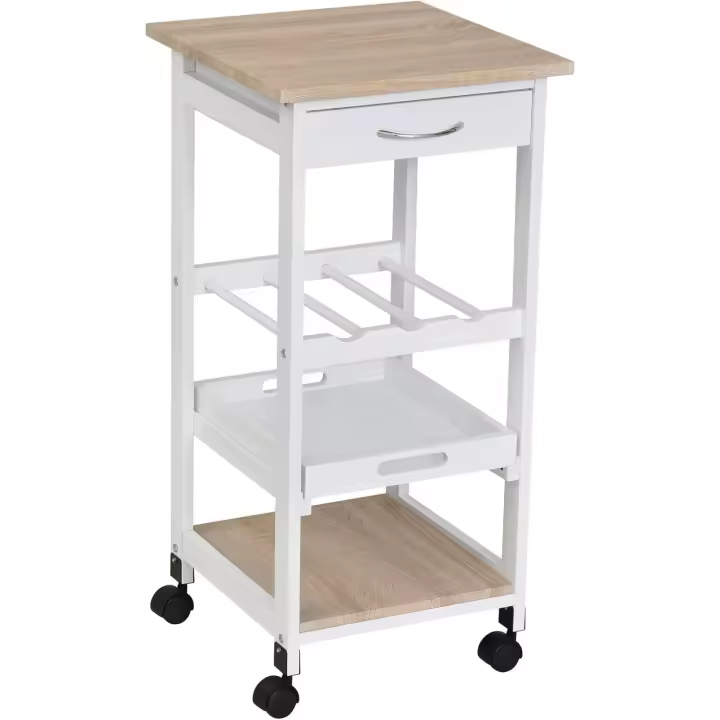 Carrito de Cocina de 4 Niveles Rodillas Estantería de Almacenamiento Botellero Para Sala de Estar - 1