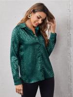 Blusa De Seda Casual Leopardo Para Mujer Camisa De Oficina Con Botones Manga Larga Ajustable Estilo Elegante Tops Blusas - details 14