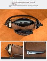 Bolso cilíndrico horizontal, bolso de hombro de cuero de caballo loco para hombres, bolso transversal de cuero genuino europeo y americano retro para hombres - details 7