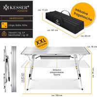 Mesa Plegable para Acampar, Mesa de Camping con Marco de Aluminio, Tablero Enrollable, Mesa Plegable con Ajuste de Altura Incl. Bolsa de Transporte con Correa, 120 x 70cm - bis 30 kg - details 1