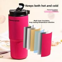 Taza de agua con pajita para coche de acero inoxidable 316, botella de agua aislada de doble bebida de 750ML, botella termo de gran capacidad a prueba de fugas - details 7