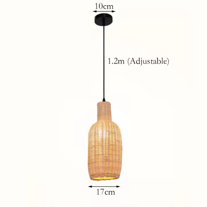 Candelabro de bambú hecho a mano, luz colgante Led, accesorios de techo, decoración de dormitorio, hogar, tejido de ratán - 1