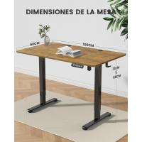 Escritorio Elevable Eléctrico Mesa Ajustable en Altura 120x60 cm Mesa de Oficina con Panel Inteligente de 4 Memorias Escritorio con Gancho para Mochila y Tablero Ensamblaje (Marrón Vintage) - details 40