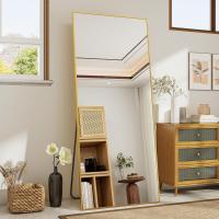 pie grande de 140 x 40 cm, espejo de cuerpo entero con marco de aluminio, para dormitorio, salón y cuarto de baño, dorado - details 23