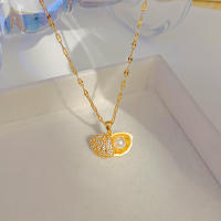 Perlas abiertas conchas collar mujer incrustado circonitas luz de lujo cadena clavícula temperamento ornamentos - details 3