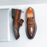Zapatos de tacón bajo formales para hombre, mocasines informales antideslizantes, cómodos, transpirables, color negro y marrón, para fiesta de boda, Lea - details 1