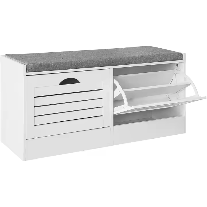Zapatero Banco con 2 cajones,Banco de almacenamiento,L97 x P30 x H46cm - 1
