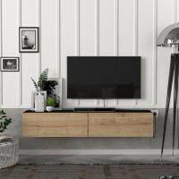Mesa TV Flotante Mueble TV Suspendido con 2 Compartimentos Puertas Abatibles Aglomerado 135 x 31 x 25 cm - details 3
