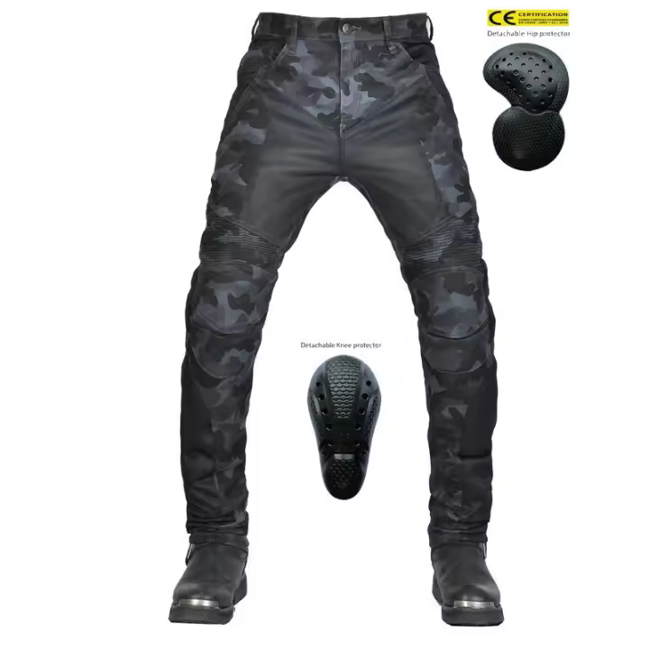 Jeans de motocicleta para hombre y mujer, camuflaje azul, malla de verano transpirable, locomotora, slim fit, anti-caída, pantalones de ciclismo. - 1