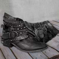 Zapatos de mujer Retro británico Otoño e Invierno tacón grueso zapatos de cuero de gran tamaño botas de mujer de tubo corto - details 3
