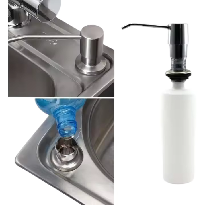 Dispensador de Jabón de Acero Inoxidable para Cocina Botella de Líquido Integrada - 1
