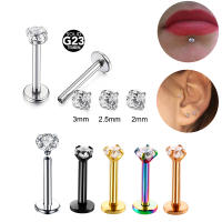 Juego de pendientes para cartílago, piercing de titanio anodizado, hélice, tragus interno, triple punta, 1 ud. - details 1