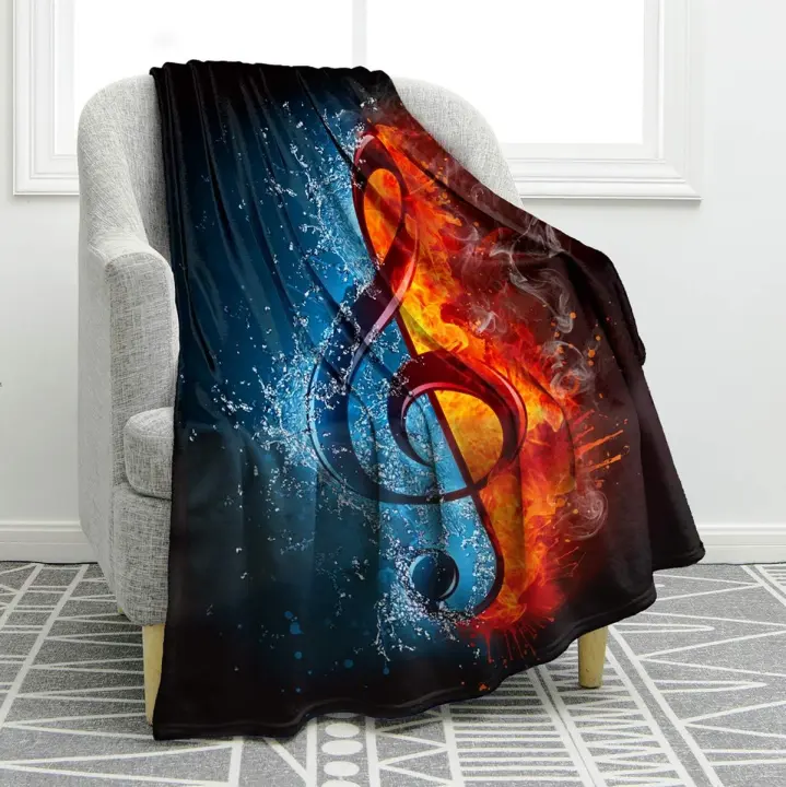 Manta de Notas Musicales Ideal para Profesores, Adultos, Niños Decoración para el Hogar, Cama, Sofá - 1