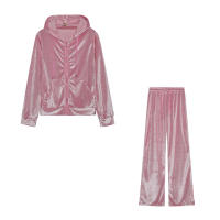 Conjunto de dos piezas de terciopelo coreano con diamantes para deportes y ocio, novedad de otoño e invierno, 2024 - details 18