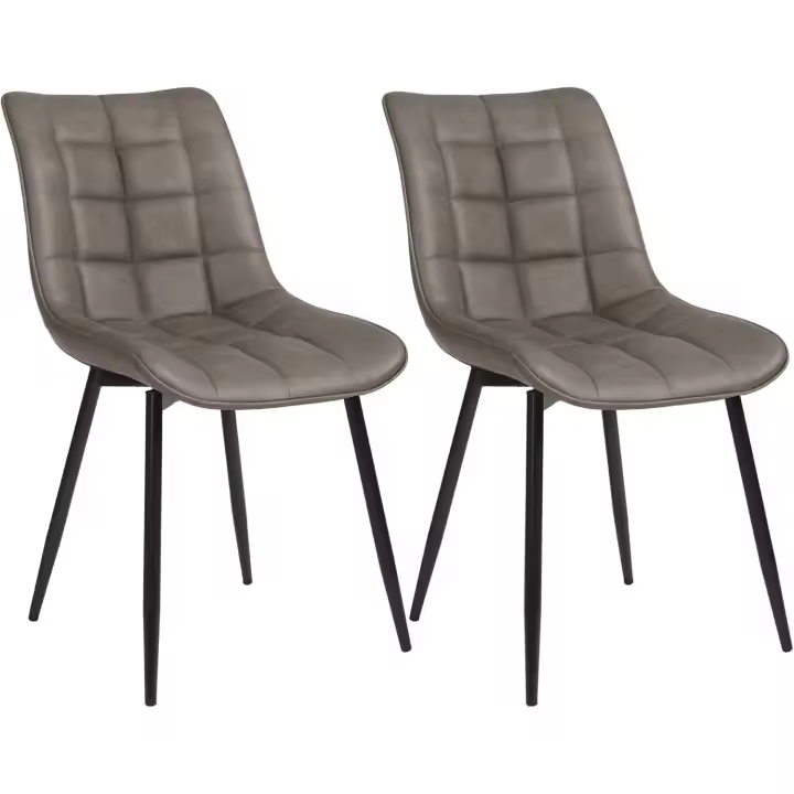 Pack de 2 Sillas de Comedor Asiento de Cuero Artificial Silla Diseño Silla Tapizada Estructura Metálica Sillón con Respaldo Silla de Cocina Marrón Claro BH207hbr-2 - 1