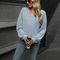 Top para mujer, camiseta holgada lisa con cuello en V, ropa popular coreana elegante de liquidación, años 90 - details 15