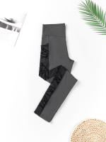 Pantalones de yoga, empalme de malla de gran tamaño, pantalones de levantamiento de glúteos y control abdominal para deportes y deportes - details 8