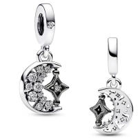 Cuentas de Encanto de Luna y Estrella Giratoria de Plata Esterlina 925 - details 0