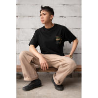 Camiseta con bolsillo de camuflaje para hombre, camisas informales militares con estilo, ropa de calle de algodón pesado, color blanco y negro, 2021 - details 5