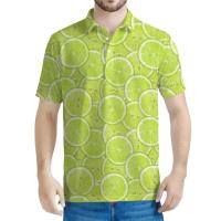 Camiseta con cuello de limón con estampado 3D de Lime Bar para hombre y mujer, botón suelto, manga corta, polo informal, top de verano - details 3
