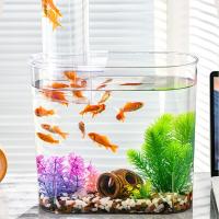 Pantalla clara, tanque de peces de presión negativa, plástico, ahorro de espacio, pequeño tanque de peces dorados, pecera inastillable, decoración de oficina - details 2