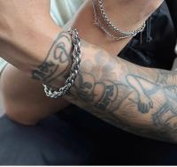 Brazalete con cadena de mano para hombre, pulsera de acero inoxidable, brazalete italiano plateado, poderoso y dominante, joyería de estilo áspero de moda - details 5