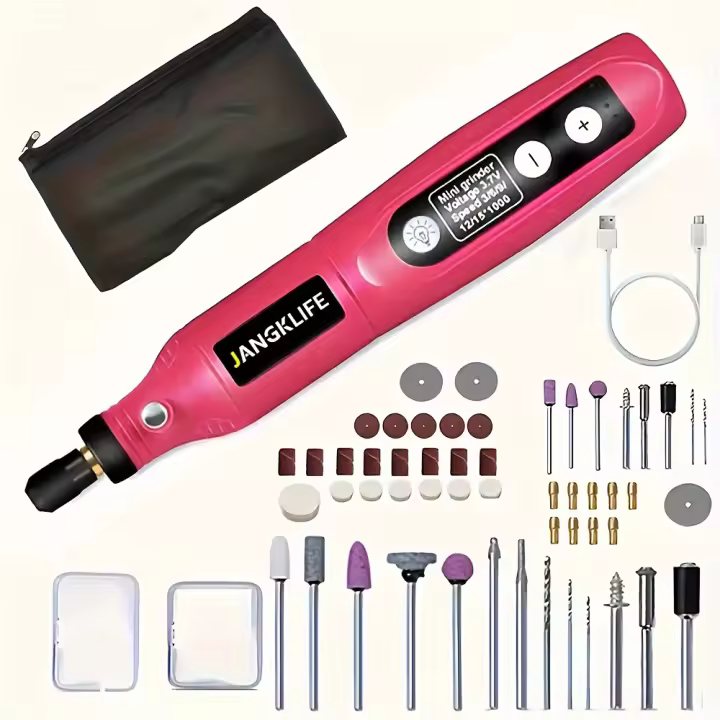 Juego de Herramienta Rotativa Inalámbrica, Bolígrafo Grabador Recargable con Batería, Pluma de Tallado Eléctrica Ajustable en 5 Velocidades, Herramienta Portátil para Grabar Madera y Pulir - 1