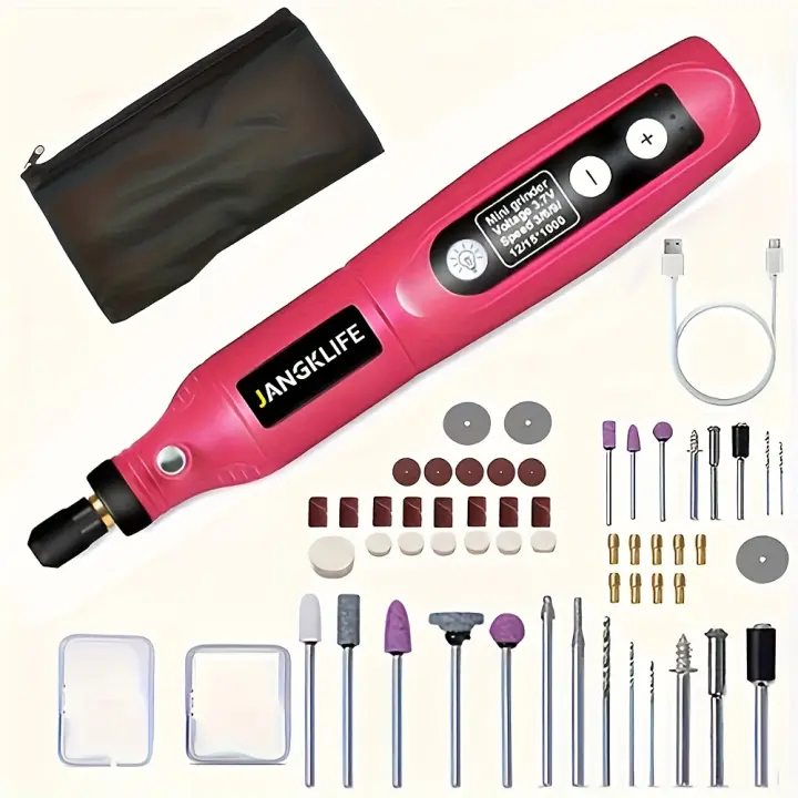 Juego de Herramienta Rotativa Inalámbrica, Bolígrafo Grabador Recargable con Batería, Pluma de Tallado Eléctrica Ajustable en 5 Velocidades, Herramienta Portátil para Grabar Madera y Pulir - 1