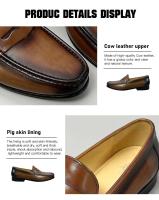 Zapatos de hombre con suela de goma suave negra, estilo de moda, transpirable, de cuero, informal, de verano, superventas - details 8
