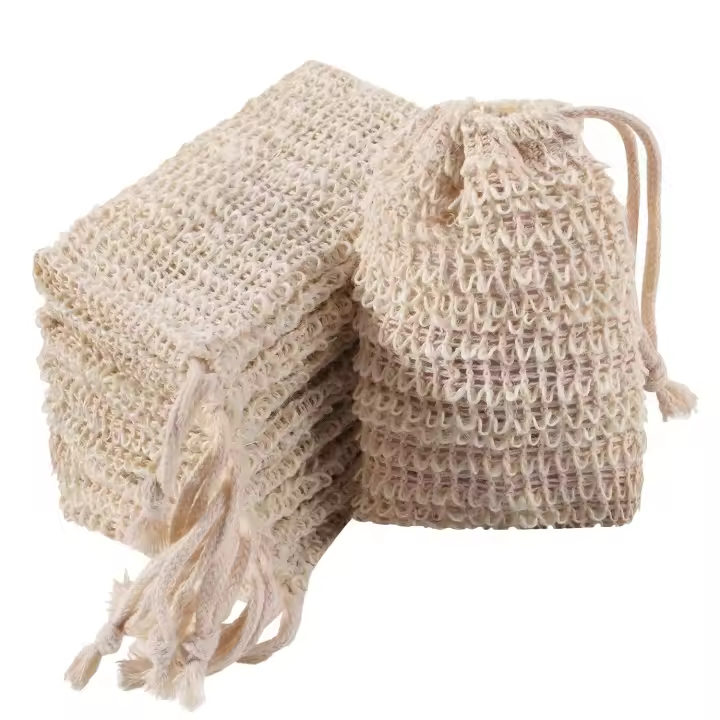 Paquete de bolsas exfoliantes de jabón, malla de Sisal, con cordón, para baño y ducha, 12 unidades - 1