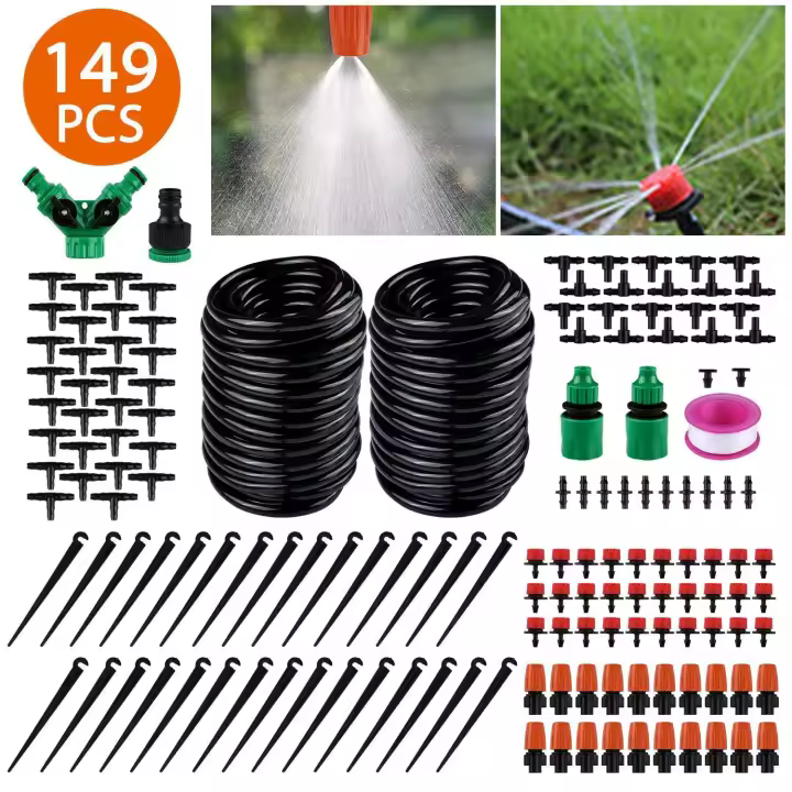 30m DIY Riego Automático de Flores Kit de Riego por Goteo Riego de Macetas en Balcones Gotero Inteligente 149 PCS - 1
