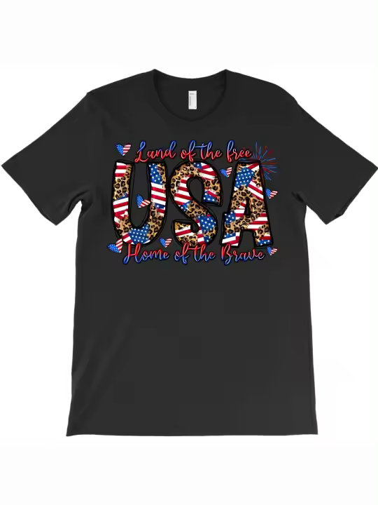 Camiseta Land Of The Free Usa Home Of The Brave, regalo para papá, manga corta con cuello redondo suave y cómoda - 1