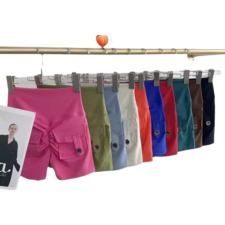 Shorts De Yoga De Cintura Alta Nude Para Glúteos Pera Con Bolsillo Rápidos Secado Entrenamiento De Gimnasio Ciclismo Deportes Al Aire Libre Material Nylon Spandex - 1