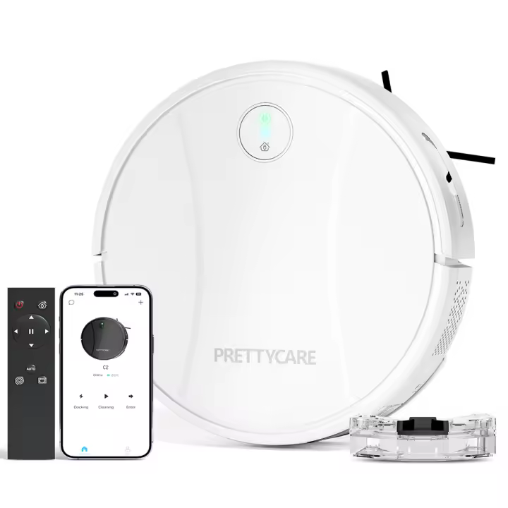 PrettyCare-Robot Aspirador C2, Fregona, Aspira y Barre al mismo tiempo, 4000Pa, Autonomía de 150 Minutos, aplicación/remoto/control - 1