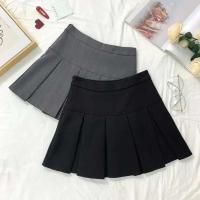 Falda plisada gris Vintage para mujer, minifaldas Kawaii de cintura alta, uniforme escolar de moda coreana, ropa de calle Haruku para primavera - details 3