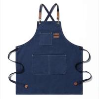 Delantal de trabajo de mezclilla impermeable a prueba de aceite de lona de algodón cafetería cocina hogar jardinería - details 7