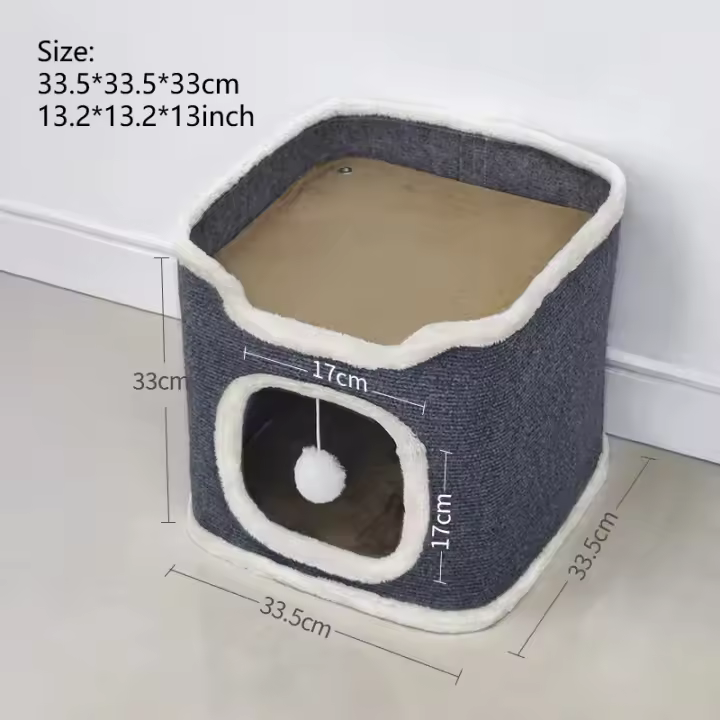 Casa de Gato de 3 Niveles Cueva de Mascota Cubierta con Alfombra Suave - 1