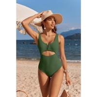 Bañadores de una pieza para mujer, traje de baño con Control de barriga, Monokini de cintura alta con cuello en V, 2024 - details 13