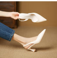Nuevo aire trasero boca poco profunda tacones altos puntiagudos zapatos de mujer de tacón grueso. - details 19