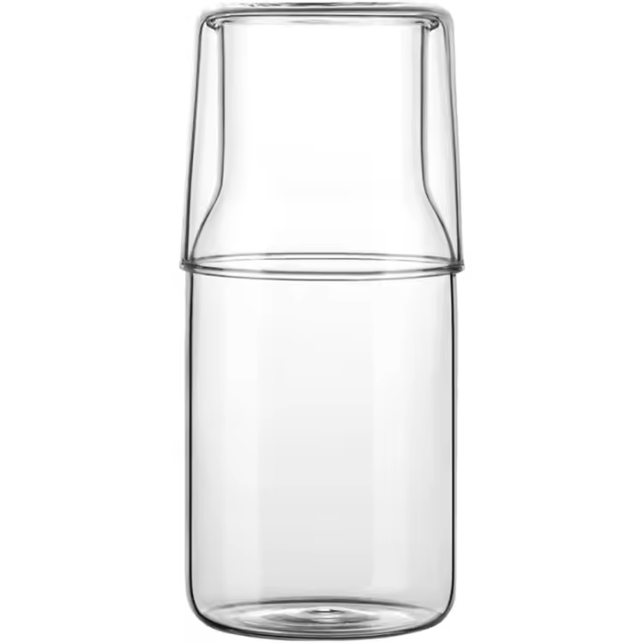 Juego de jarra de agua para cabecera con vaso de vidrio para dormitorio, mesita de noche, botella de cristal para baño, botella - 1