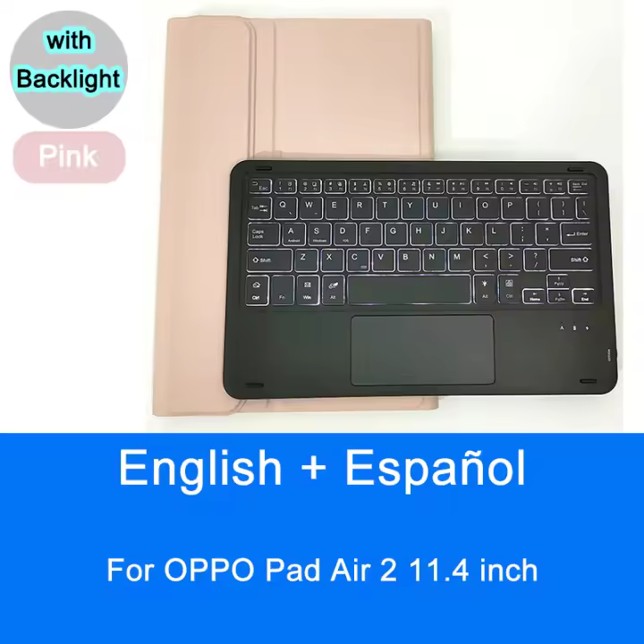 Funda de teclado Bluetooth para OPPO Pad Air 2 11.4 pulgadas Estilo español e inglés Material de cuero sintético Compatible con other dispositivos electrónicos portátiles Características especiales de doble plegable - 1
