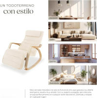 Silla Mecedora Ergonómica, Reposapiés Ajustable en 5 Posiciones, Cojín con Cierre, Almohadillas Antideslizantes, Estructura Robusta, Sillón de Lectura, Muebles de Salón - details 5