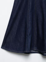 OUWU- Vestido vaquero con cuello halter para mujer 2025, cuello en V profundo, cintura ajustada, dobladillo acampanado para un estilo moderno y elegante. - details 5