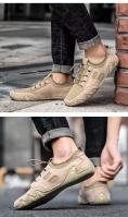 Sandalias planas huecas de malla de moda para exteriores, zapatos deportivos informales de cuero para hombre - details 14