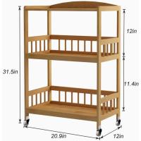 Carro de almacenamiento de alimentos, trolley de 3 niveles/madera natural/puede almacenar utensilios de cocina - details 5