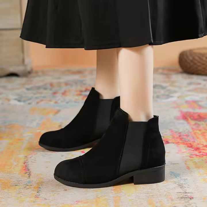 Chelsea botas cortas de cuero suave redondo Martin botas coreanas pequeñas botas de tobillo - 1